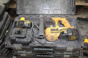lot 70 image: DeWalt 18V Cordless SDS Hammer Drill DC212  with DeWalt 18VDC Batteries (x2), Charger and Plastic Case