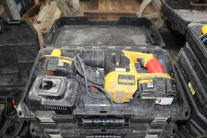lot 72 image: DeWalt 18V Cordless SDS Hammer Drill DC212  with DeWalt 18VDC Batteries (x2), Charger and Plastic Case