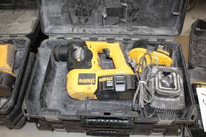 lot 74 image: DeWalt 18V Cordless SDS Hammer Drill DC212  with DeWalt 18VDC Batteries (x2), Charger and Plastic Case