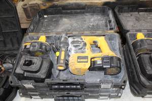 lot 76 image: DeWalt 18V Cordless SDS Hammer Drill DC212  with DeWalt 18VDC Batteries (x2), Charger and Plastic Case