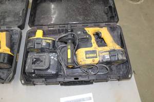 lot 77 image: DeWalt 18V Cordless SDS Hammer Drill DC212  with DeWalt 18VDC Batteries (x2), Charger and Plastic Case