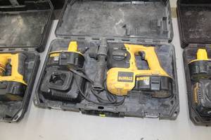 lot 78 image: DeWalt 18V Cordless SDS Hammer Drill DC212  with DeWalt 18VDC Batteries (x2), Charger and Plastic Case