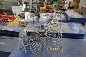 lot 158 image: Lot of (4) Hard-Wired Hanging Cage Light Fixtures