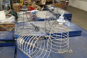 lot 161 image: Lot of (4) Hard-Wired Hanging Cage Light Fixtures