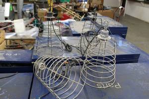 lot 167 image: Lot of (4) Hard-Wired Hanging Cage Light Fixtures