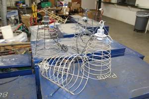 lot 170 image: Lot of (4) Hard-Wired Hanging Cage Light Fixtures
