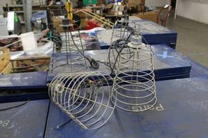 lot 173 image: Lot of (4) Hard-Wired Hanging Cage Light Fixtures