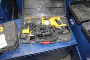 lot 185 image: DeWalt 18V Cordless Reciprocating Saw Variable Speed DC385  with Batteries (x2), Charger, Plastic Case
