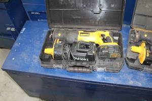 lot 186 image: DeWalt 18V Cordless Reciprocating Saw Variable Speed DC385  with Batteries (x2), Charger, Plastic Case