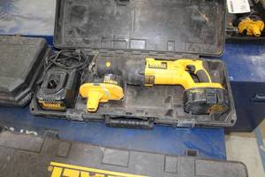 lot 187 image: DeWalt 18V Cordless Reciprocating Saw Variable Speed DC385  with Batteries (x2), Charger, Plastic Case