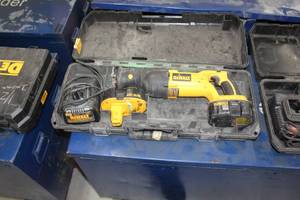 lot 252 image: DeWalt 18V Cordless Reciprocating Saw Variable Speed DC385  with Batteries (x2), Charger, Plastic Case