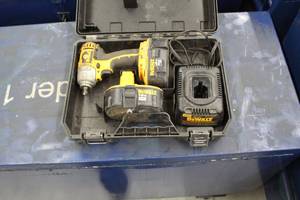 lot 265 image: DeWalt 18V Cordless 38 Impact Wrench DC823  with Batteries (x2), Charger, Plastic Case