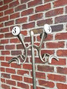 lot 180 image: Chic Brushed Metal Hall Tree- From Dark Stars 2012 Estate Auction