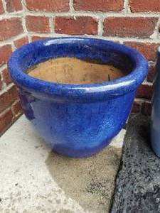 lot 161 image: Collection of Blue Ceramic Planters- Set #1