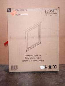 lot 49 image: 24.00 in. W x 31.00 in. H Framed Rectangular Bathroom Vanity Mirror in White by Home Decorators Collection