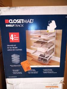 lot 70 image: 17 in. D x 21 in. W x 27 in. H ShelfTrack 4-Drawer Kit Steel Closet System in White by ClosetMaid