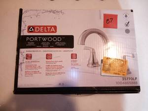 lot 87 image: Portwood 8 in. Widespread 2-Handle Bathroom Faucet in Chrome by Delta