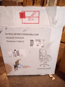 lot 108 image: Office Star Products - Faux Leather Managers Chair - Chocolate