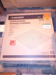 lot 154 image: 18.4 in. x 18.4 in. Gray PVC Garage Flooring Tile (6-Pack) by Husky