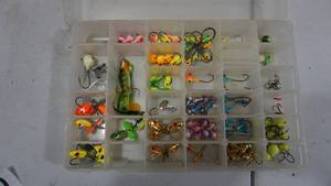 lot 50 image: Tackle Box with Colored Eye Hooks
