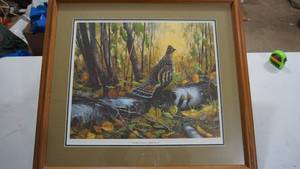 lot 126 image: Framed, Signed & Numbered Print Watchful Monarch - Ruffed Grouse by Gary W. Moss
