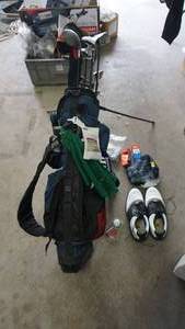 lot 158 image: Warrior Golf Clubs  FootJoy Dimension X Shoes  Golf Balls  Tees