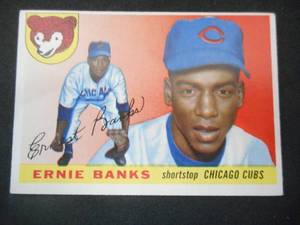 lot 1 image: 1955 Topps Ernie Banks Card #28