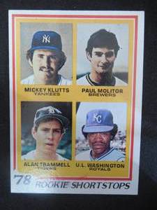 lot 6 image: 1978 Topps Paul Molitor & Alan Trammell Rookie Card #707 Excellent Condition