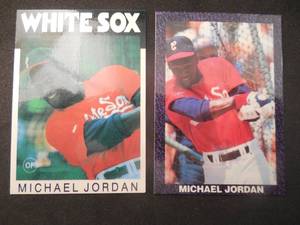 lot 96 image: (2) Michael Jordan Baseball Cards
