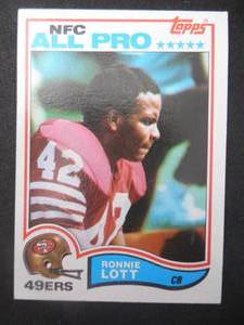 lot 104 image: 1982 Topps Ronnie Lott Rookie Card #486 Excellent Condition LK