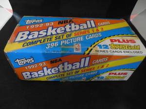 lot 124 image: 1992-93 Topps Basketball Set of 396 Cards - Shaq Rookie Card & Several Jordan Cards