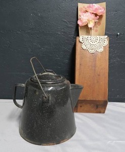 lot 19 image: ENAMEL COFFEE POT