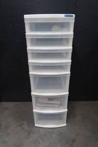 lot 91 image: 7 DRAWER PLASTIC STORAGE TOWER