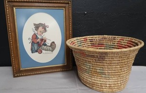 lot 115 image: VINTAGE HUMMEL CROSSSTICH & BASKET