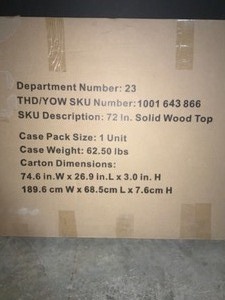 HUSKY 72 IN. SOLID WOOD TOP FOR READY-TO-ASSEMBLE 6FT ADJUSTABLE HEIGHT WORK BENCH SEE PICTURES