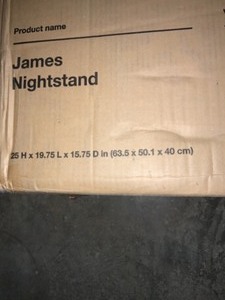 NATHAN JAMES JAMES BROWN WALNUT WOOD WHITE FAUX MARBLE TOP RECTANGULAR STORAGE ACCENT SOFA SIDE TABLE END TABLE. SEE PICTURES