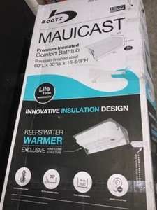 BOOTZ INDUSTRIES MAUICAST 60 IN. RIGHT DRAIN RECTANGULAR ALCOVE SOAKING BATHTUB IN WHITE. SEE PICTURES
