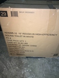 GLACIER BAY 10 IN. ROUGH-IN-2-PIECE 1.28 GPF HIGH EFFICIENCY SINGLE FLUSH ROUND FRONT ALL-IN-ONE TOILET IN WHITE, SEAT INCLUDED. SEE PICTURES
