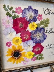 lot 162 image: Framed Pressed Flowers on a Decorative Stand
