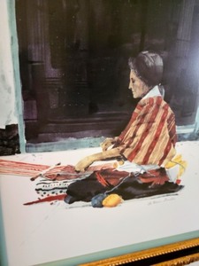lot 296 image: Framed The Weaver Print By Dave Riebe
