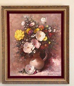 lot 19 image: Framed Floral on Canvas