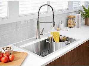 lot 2 image: Pro-Inspired 33 x 22 x 9 top-mountundermount single-bowl kitchen sink kit