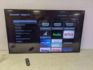 lot 8 image: Sharp LC-50LBU591U 50 Class (49.5 viewable) LED TV w Remote