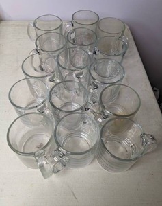 lot 76 image: Lot of 15 Clear Glass Mugs