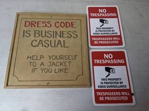 lot 86 image: Business Signage Dress Code & No Trespassing