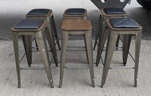 lot 44 image: Set of Six Modern Metal Bar Stools