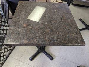 lot 26 image: 25.5 x 25.5 Granite Table w Cast Iron Base