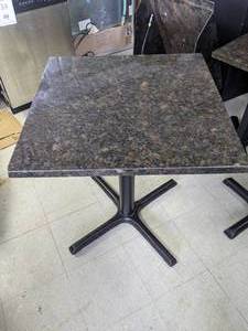 lot 37 image: 25.5 x 25.5 Granite Table w Cast Iron Base