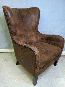 lot 50 image: Faux Suede Studded Wingback Club Chair (1 of 7)