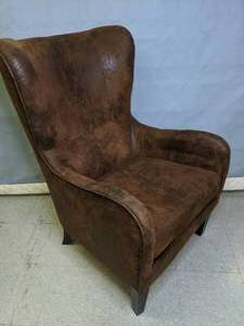 lot 51 image: Faux Suede Studded Wingback Club Chair (2 of 7)